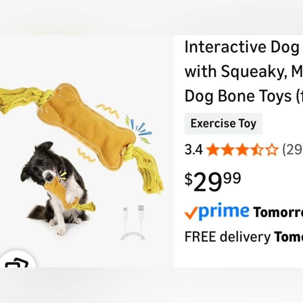 NEW Interactive Dog Toys Wiggles Tails with Squeaky, Motion Activated Dog Toy